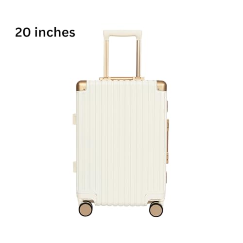 Classic Aluminum Frame Travel Suitcase - 20" + 26" - White