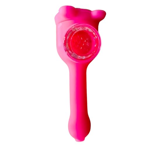 Silicone Rasta Spoon Pipe - Cartoon Faces (Pink)