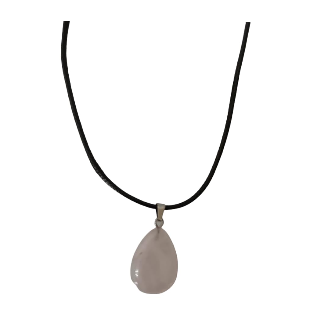 Earth Stone Collection - Teardrop Crystal Stone Necklace (Rose Quartz)
