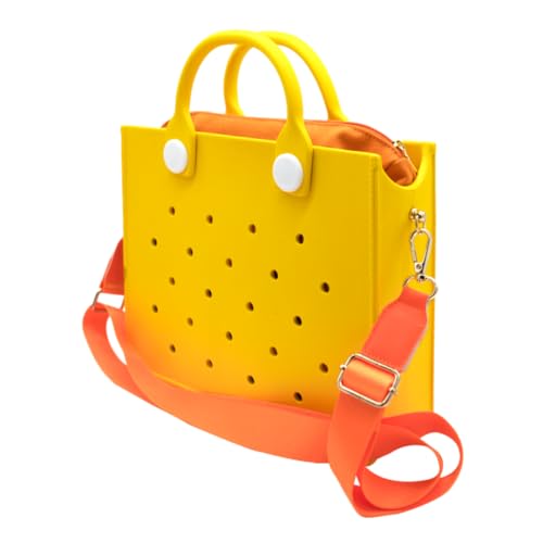Nana EVA Croc Bag with Shoulder Strap – Lightweight Waterproof Tote Handbag (Yellow)