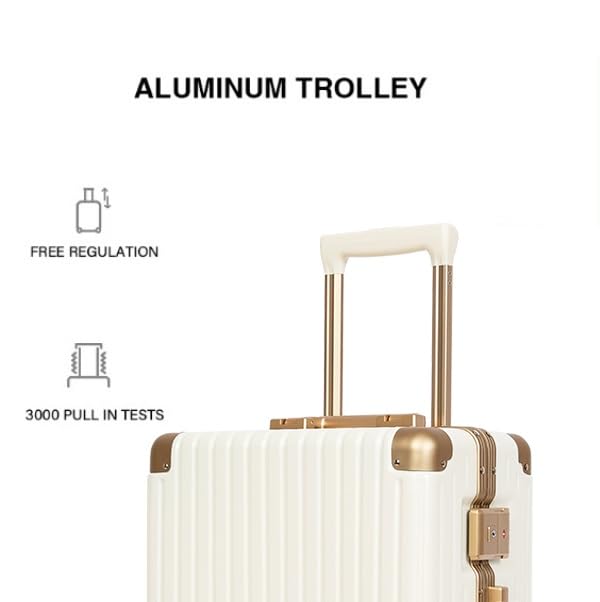 Classic Aluminum Frame Travel Suitcase - 26 inch - White