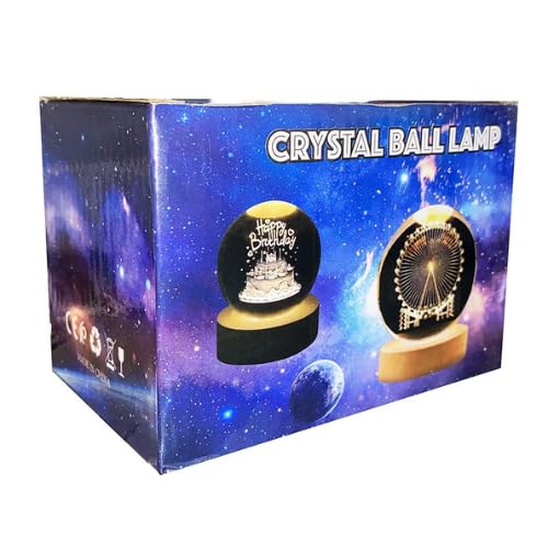 Crystal Ball Lamp with 3D Engraving and Luminous Base - 2 Pack (Whale)