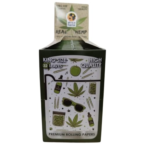 Africa Flame 100% Hemp Rolling Paper - 50 Booklets - White