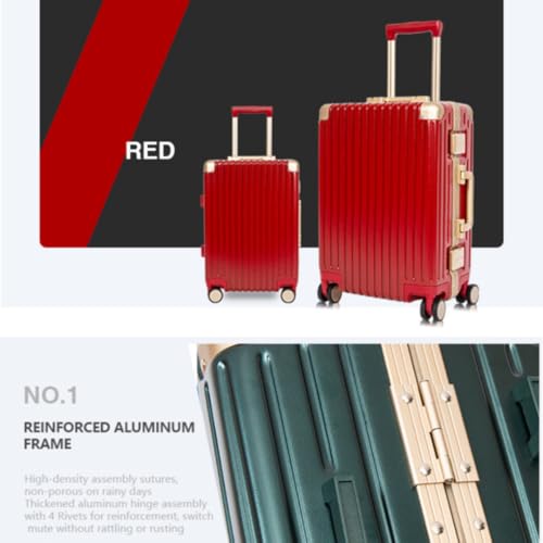 26" Hard Shell Suitcase with 7‑Piece Packing Organizer Travel Combo (Red)