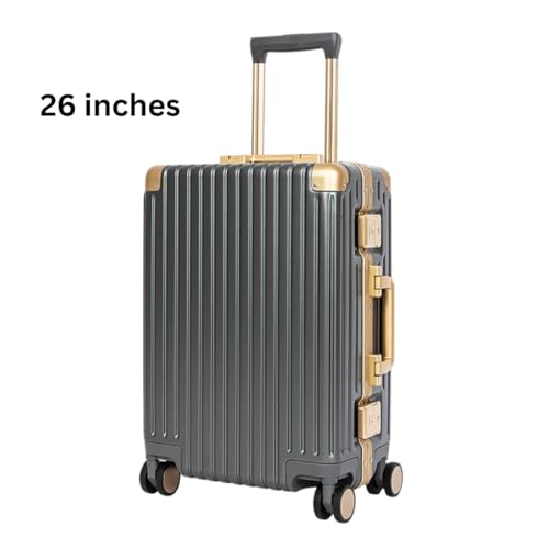 Classic Aluminum Frame Travel Suitcase - 20" + 26" - Grey