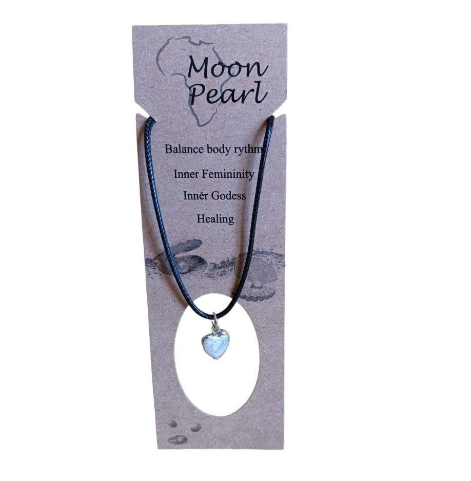 Earth Stone Collection - Heart Crystal Stone Necklace (Pearl)