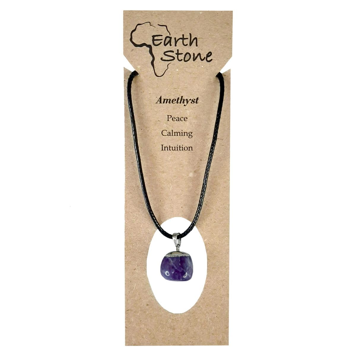 Earth Stone Collection - Polished Crystal Stone Necklace (Amethyst)