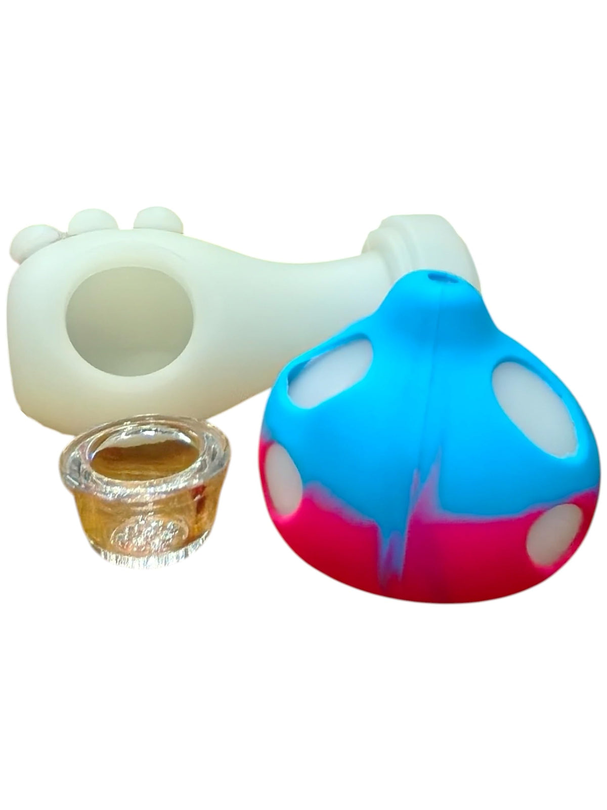 Silicone Rasta Pipe - Glow-In-The-Dark Mushroom (Pink)