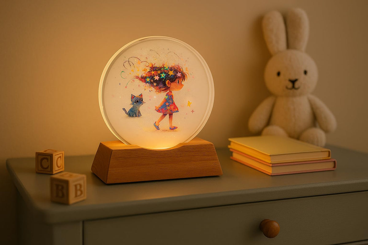 3D Creative Lamp – Girl with a Cat Illuminated Art Light