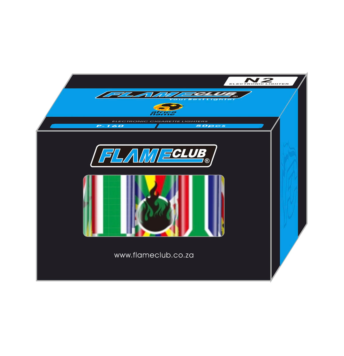 N2 Electronic Lighters 50's Tray (SA Flag)