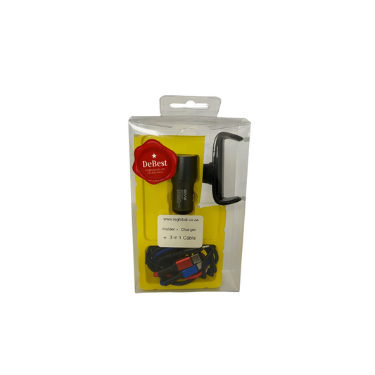 DeBest Fan Phone Holder + Car Charger + 3 in 1 Cable
