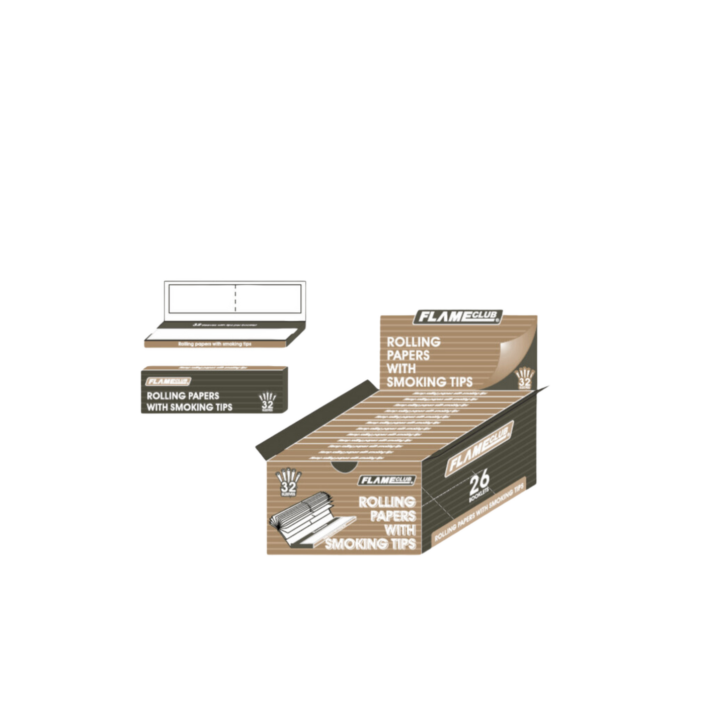 Flame Club Rolling Paper with Filters - King Size - Pack (26's)