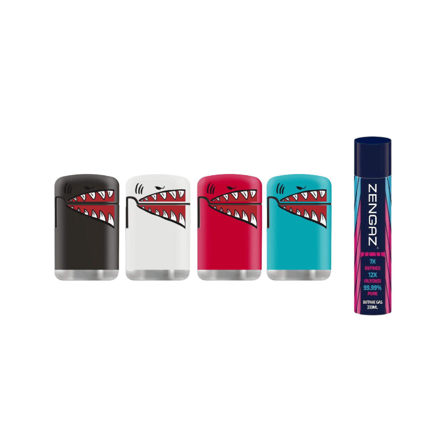 4 Zengaz ZL-3 Jet Flame Lighters & 330ml Pure Butane Zengaz Gas