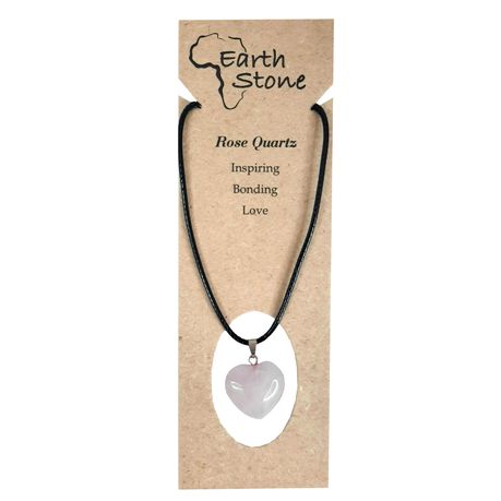 Earth Stone Collection - Heart Rose Quartz Stone Necklace