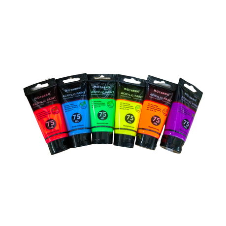 Mottaro Fluorescent Acrylic Paint 75ml - 6 Color Pack