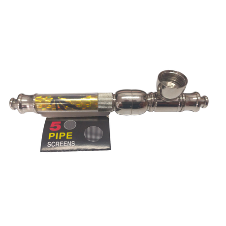 Rasta Pipe 13cm & 4 Piece Grinder Gold Bar - Yellow
