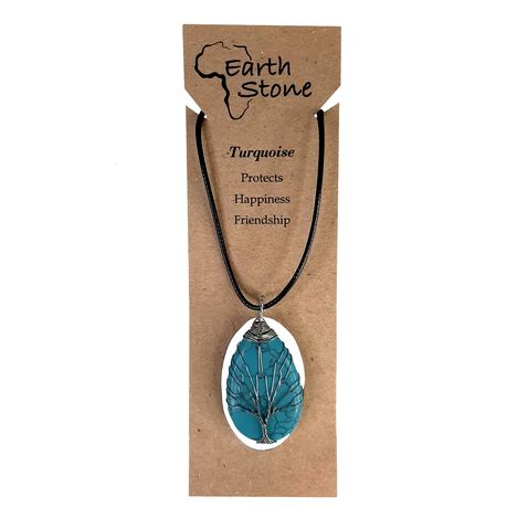 Earth Stone Collection - Wire Tree Of Life - Turquoise Stone Necklace