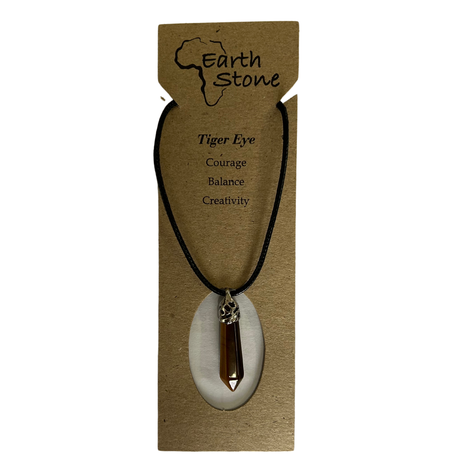 Earth Stone Collection - Ice Drop Tigers Eye Crystal Stone Necklace