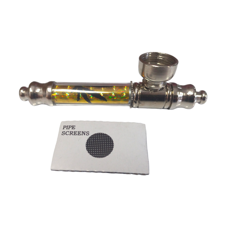 Rasta Pipe 10cm & 4 Piece Grinder Gold Bar - Yellow