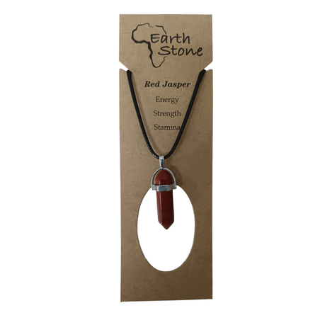 Earth Stone Collection - Bullet Red Jasper Crystal Stone Necklace