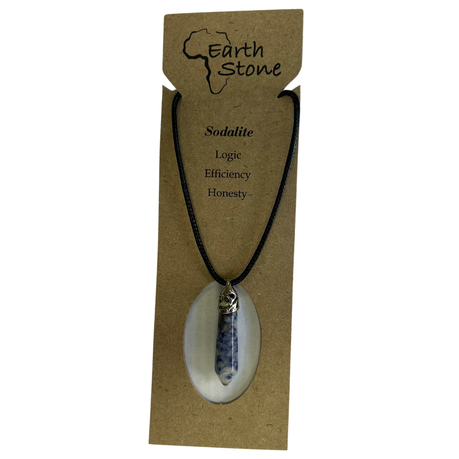 Earth Stone Collection - Ice Drop Sodalite Crystal Stone Necklace