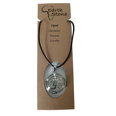 Earth Stone Collection - Om Symbol Opal Stone Necklace