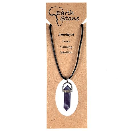 Earth Stone Collection - Bullet Amethyst Crystal Stone Necklace