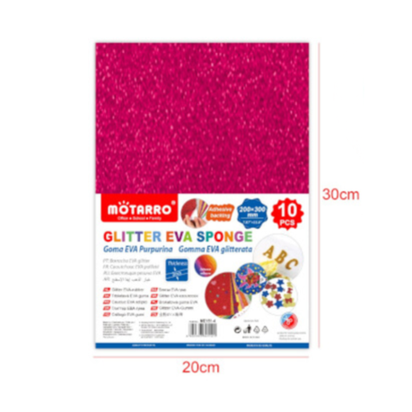 Motarro Eva Sponge A4 10 Pieces - 2 Pack - Dark Pink Glitter