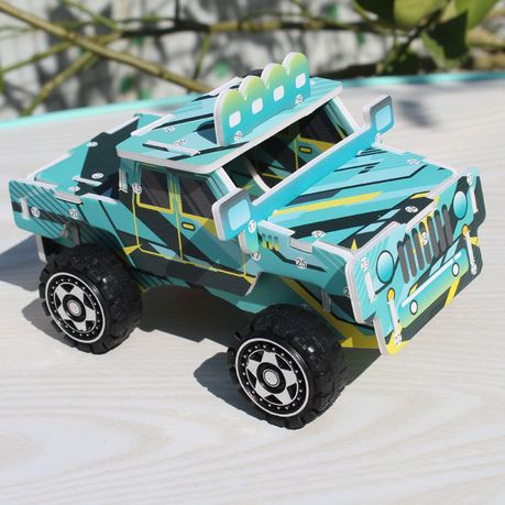 Wooden 4WD Off-Road Vehicle Puzzle Kit - Buildable Motorized Toy