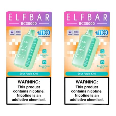 Elf Bar BC30000 Disposable Vape - Sour Apple Kiwi (Pack of 2)