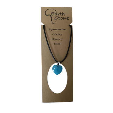 Earth Stone Collection - Heart Aquamarine Stone Necklace