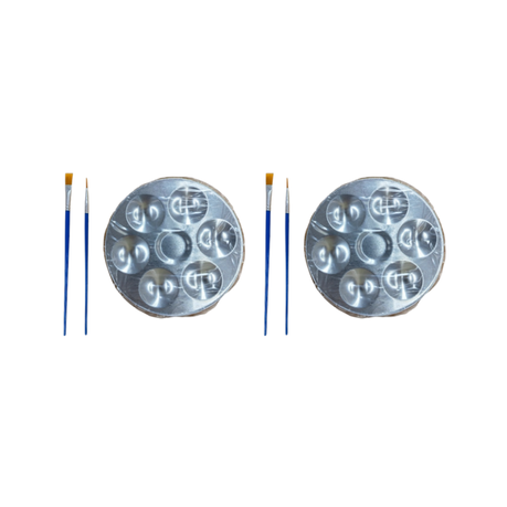 Motarro Paint Palette 6-Grid Metallic Round - 2 Pack