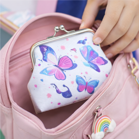 Purse - White Butterflies 7.5×9.5×2cm
