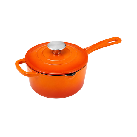 Cast Iron Saucepan - Orange