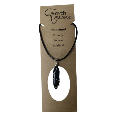 Earth Stone Collection - Wire Wrapped Blue Sand Stone Necklace