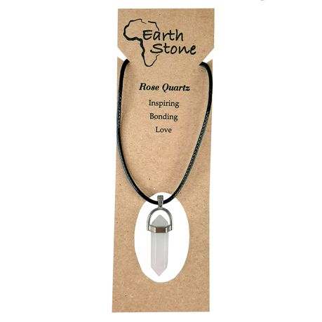 Earth Stone Collection - Bullet Rose Quartz Stone Necklace