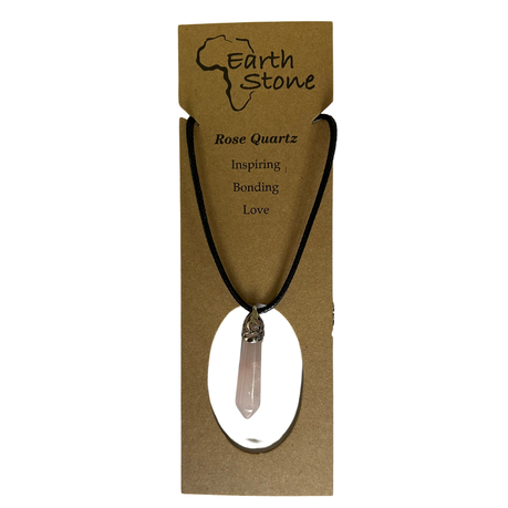 Earth Stone Collection - Ice Drop Rose Quartz Crystal Stone Necklace
