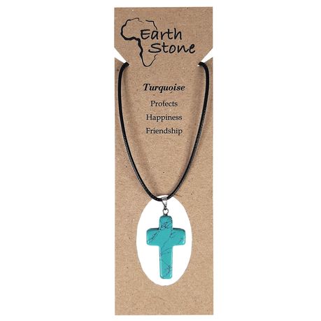 Earth Stone Collection - Cross Turquoise Stone Necklace