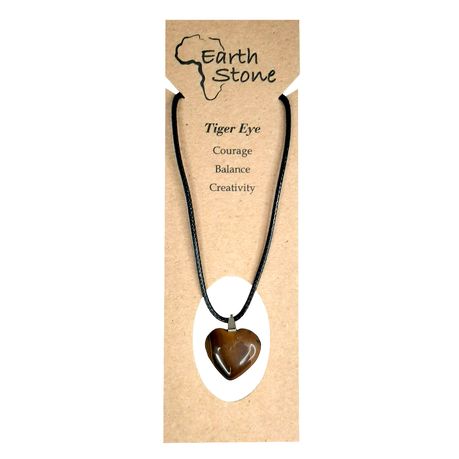 Earth Stone Collection - Heart Tiger's Eye Stone Necklace