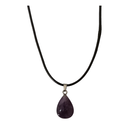Earth Stone Collection - Teardrop Amethyst Stone Necklace