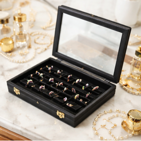 Ring Display Case With Glass Top