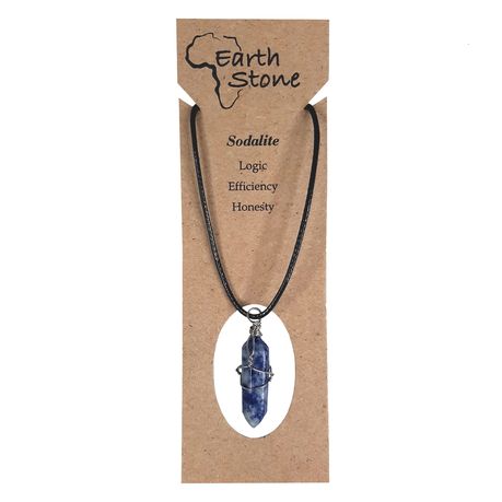Earth Stone Collection - Wire Wrapped Sodalite Stone Necklace