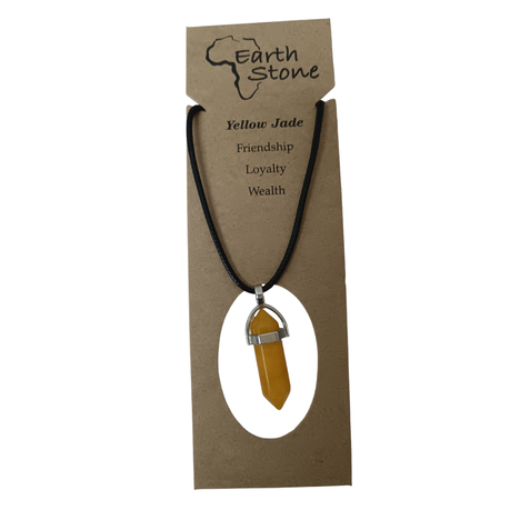 Earth Stone Collection - Bullet Yellow Jade Crystal Stone Necklace
