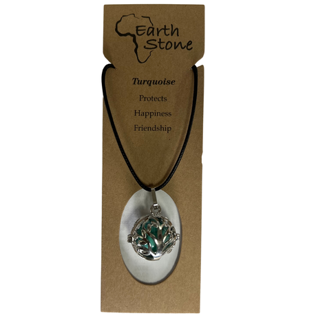 Earth Stone Collection - Crystal Locket Turquoise Stone Necklace