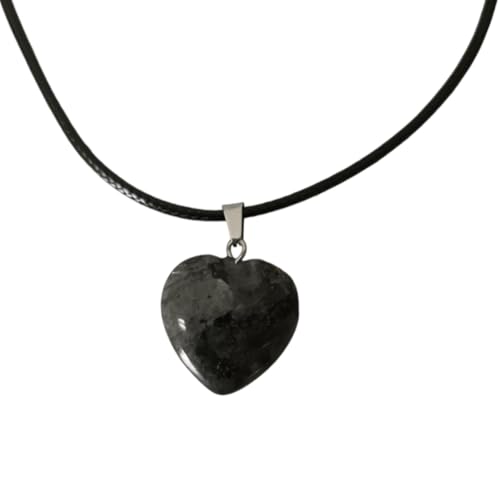 Earth Stone Collection - Heart Crystal Stone Necklace (Labradorite)