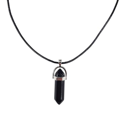 Earth Stone Collection - Bullet Crystal Stone Necklace (Onyx)