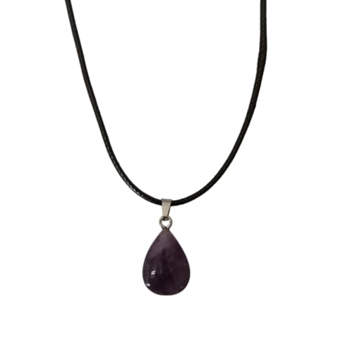 Earth Stone Collection - Teardrop Crystal Stone Necklace (Amethyst)