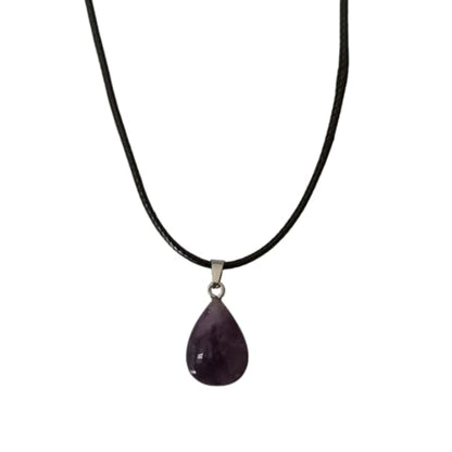 Earth Stone Collection - Teardrop Crystal Stone Necklace (Amethyst)