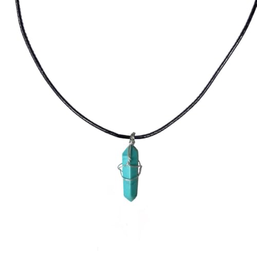 Earth Stone Collection - Wire Wrapped Crystal Stone Necklace (Turquoise)