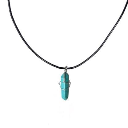 Earth Stone Collection - Wire Wrapped Crystal Stone Necklace (Turquoise)